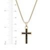 Thumbnail Image 4 of Men's Black Spinel Cross Necklace 14K Yellow Gold-Plated Sterling Silver 24"