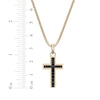 Thumbnail Image 5 of Men's Black Spinel Cross Necklace 14K Yellow Gold-Plated Sterling Silver 24&quot;