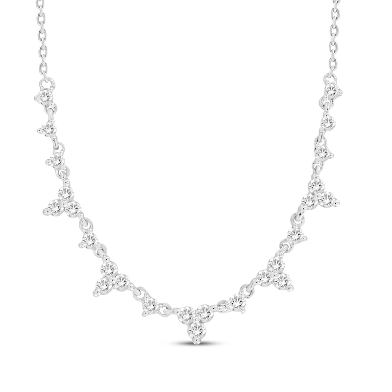 Main Image 1 of Diamond Trio Cluster Necklace 1/2 ct tw 10K White Gold 18&quot;