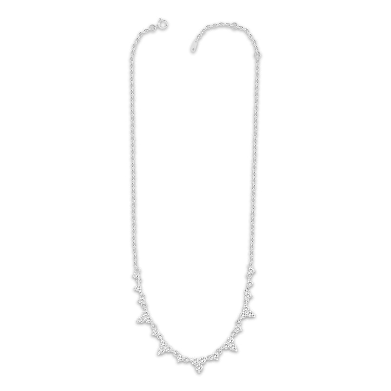 Main Image 2 of Diamond Trio Cluster Necklace 1/2 ct tw 10K White Gold 18&quot;