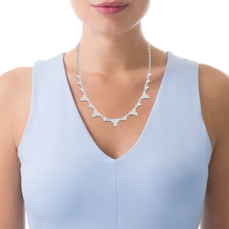 Main Image 3 of Diamond Trio Cluster Necklace 1/2 ct tw 10K White Gold 18&quot;