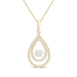 Unstoppable Love Diamond Double Teardrop Necklace 3/4 ct tw 10K Yellow Gold 19"