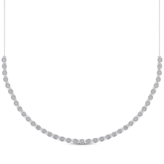Multi-Diamond Line Necklace 1/2 ct tw Sterling Silver 18"