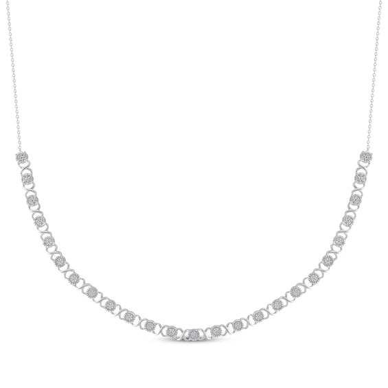 Multi-Diamond XO Line Necklace 1/2 ct tw Sterling Silver 18"