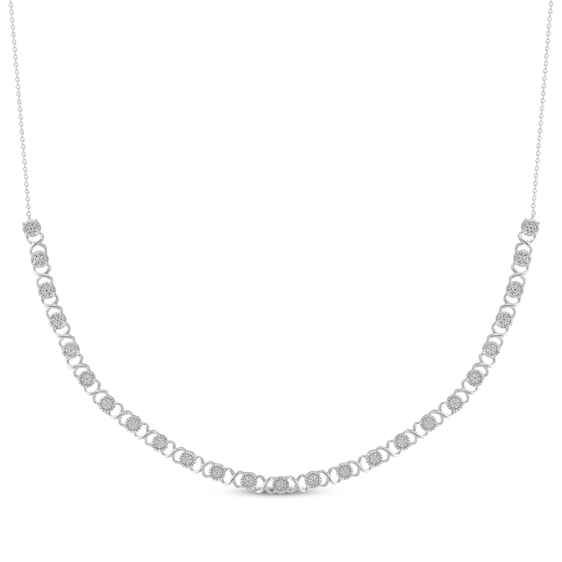 Main Image 1 of Multi-Diamond XO Line Necklace 1/2 ct tw Sterling Silver 18&quot;