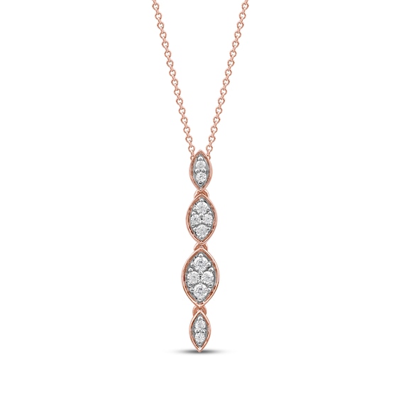 Diamond Marquise Drop Necklace 1/5 ct tw 10K Rose Gold 18"