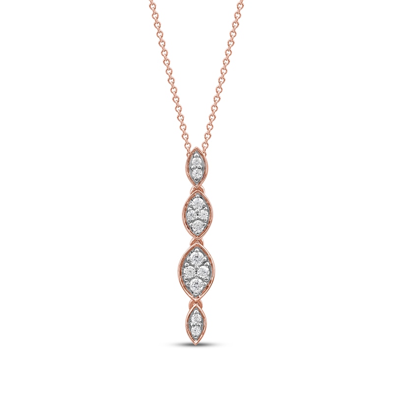 Main Image 1 of Diamond Marquise Drop Necklace 1/5 ct tw 10K Rose Gold 18&quot;