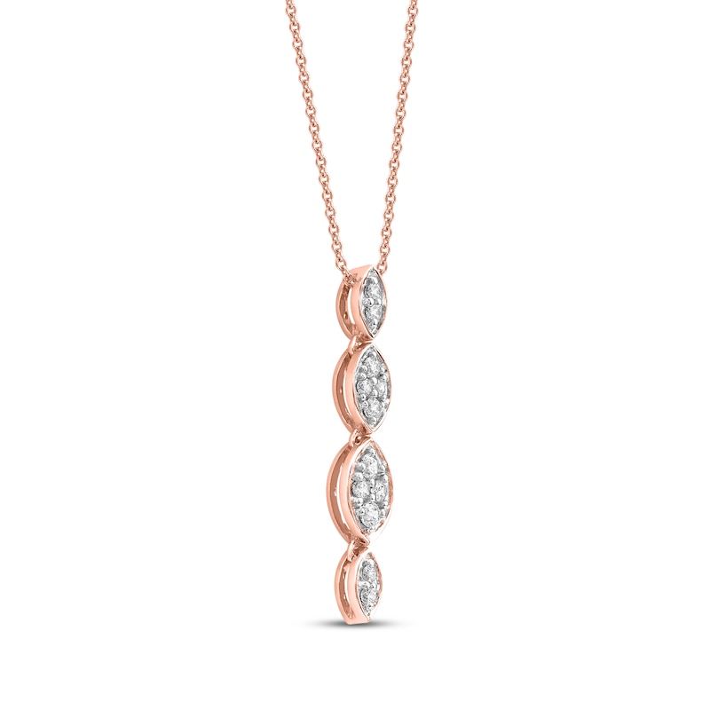 Main Image 2 of Diamond Marquise Drop Necklace 1/5 ct tw 10K Rose Gold 18&quot;