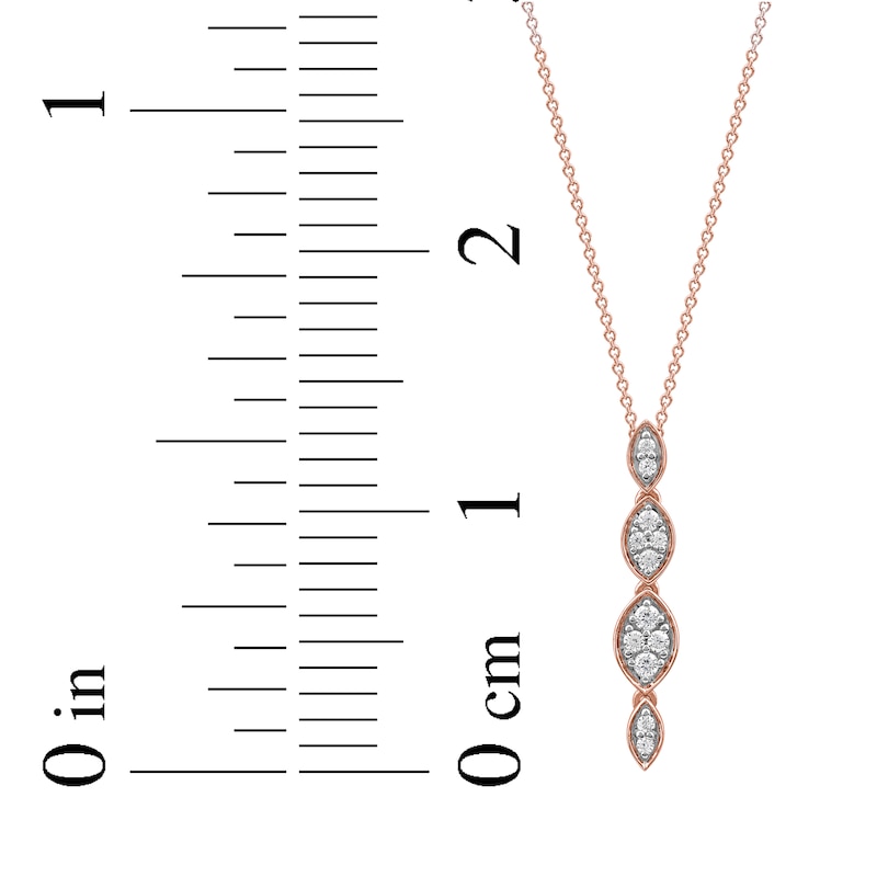 Main Image 5 of Diamond Marquise Drop Necklace 1/5 ct tw 10K Rose Gold 18&quot;