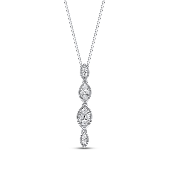 Diamond Marquise Drop Necklace 1/5 ct tw 10K White Gold 18"