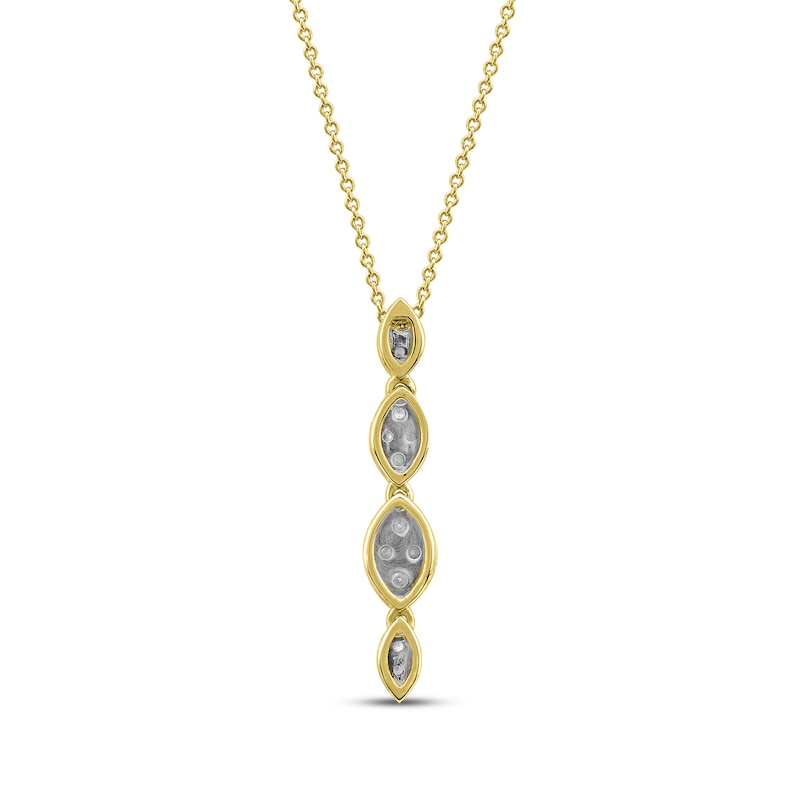 Main Image 3 of Multi-Diamond Marquise Drop Necklace 1/5 ct tw 10K Yellow Gold 18&quot;