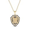 Thumbnail Image 1 of Men's Black Diamond Saint Michael Diamond-Cut Shield Necklace 3/8 ct tw 10K Yellow Gold 22&quot;