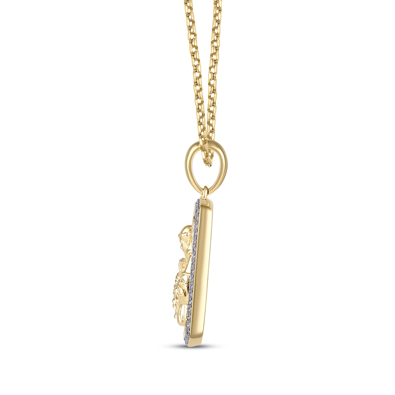 Main Image 2 of Men's Black & White Diamond Saint Anthony Necklace 5/8 ct tw 10K Yellow Gold 22&quot;