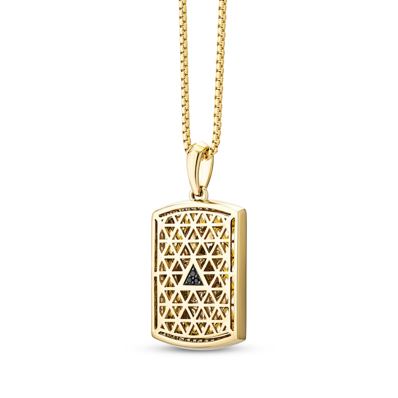 Main Image 3 of Men's Black & White Diamond Saint Anthony Necklace 5/8 ct tw 10K Yellow Gold 22&quot;
