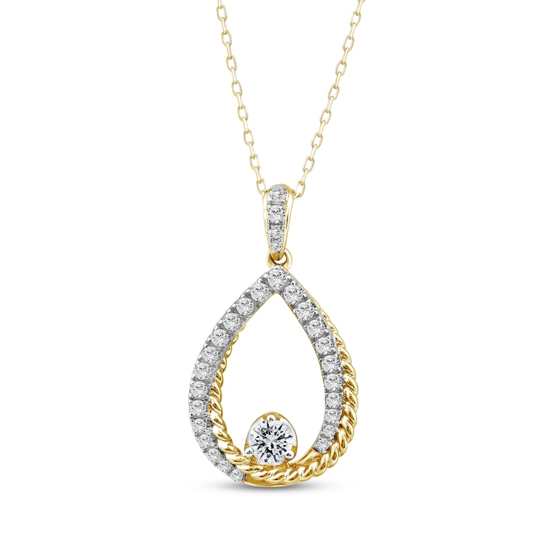 Threads of Love Diamond Teardrop Necklace 1/2 ct tw 10K Yellow Gold 18"