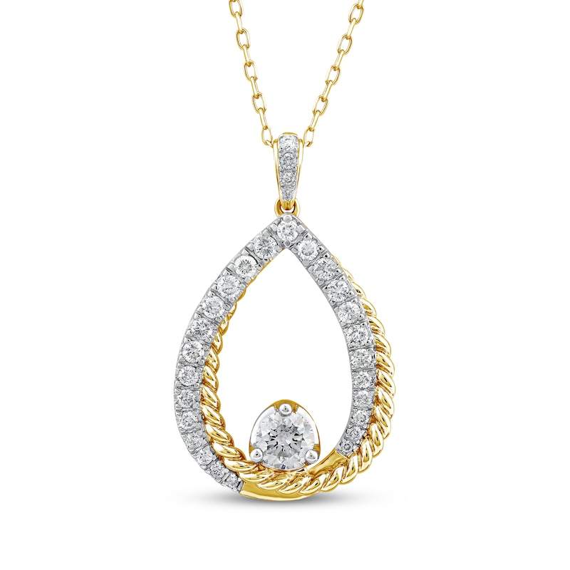 Threads of Love Diamond Teardrop Necklace 1 ct tw 10K Yellow Gold 18"