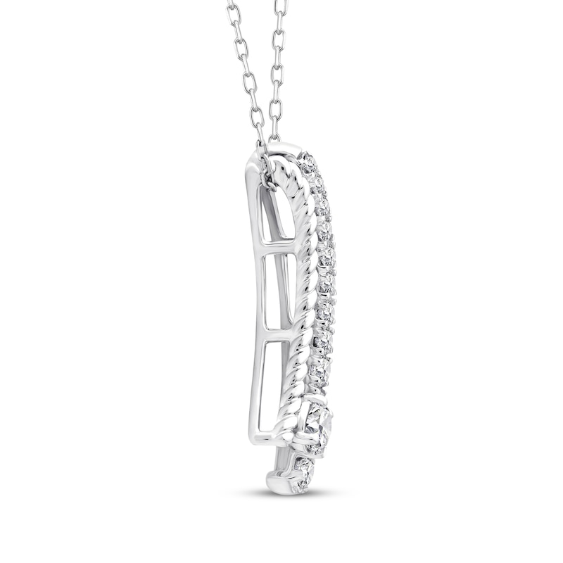 Threads of Love Diamond Curved Bar Necklace 1/2 ct tw 10K White Gold 18"
