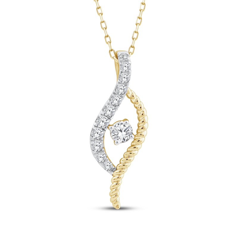 Main Image 1 of Threads of Love Diamond Swirl Necklace 1/2 ct tw 10K Yellow Gold 18&quot;