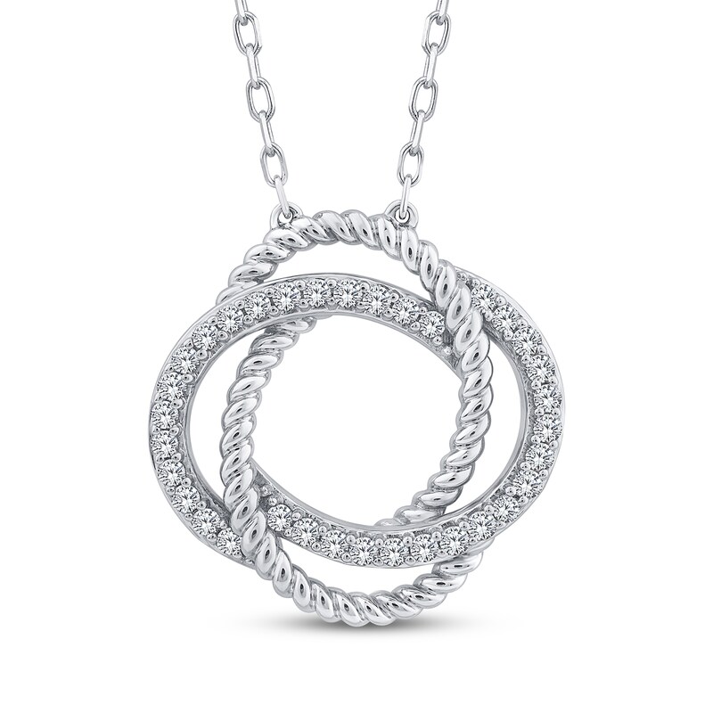 Main Image 1 of Threads of Love Diamond Knot Necklace 1/5 ct tw Sterling Silver 18&quot;