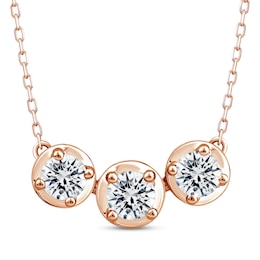 Memories, Moments, Magic Diamond Three-Stone Necklace 1 ct tw 10K Rose Gold 18.75"