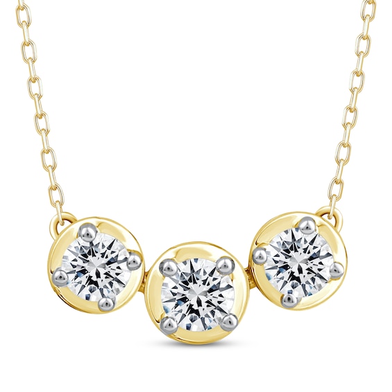 Memories, Moments, Magic Diamond Three-Stone Necklace 1 ct tw 10K Yellow Gold 18.75"