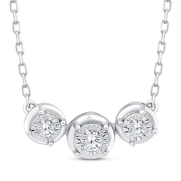 Memories, Moments, Magic Diamond Three-Stone Necklace 1/6 ct tw 10K White Gold 18"