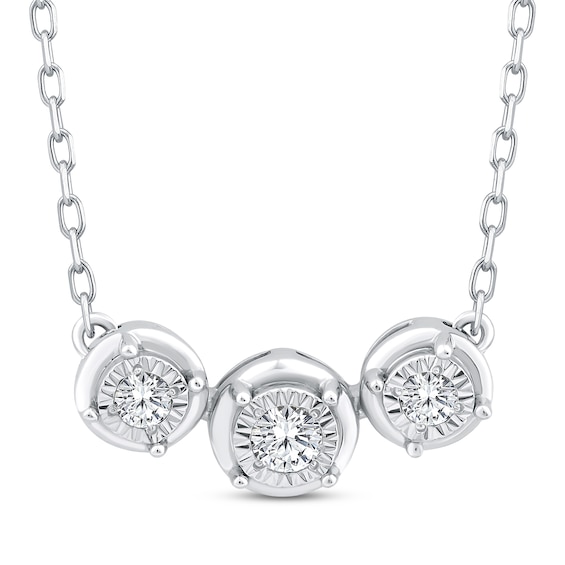 Memories, Moments, Magic Diamond Three-Stone Necklace 1/6 ct tw 10K White Gold 18"