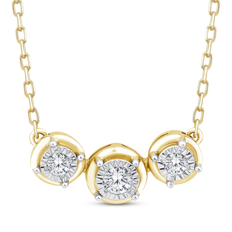 Main Image 1 of Memories, Moments, Magic Diamond Three-Stone Necklace 1/6 ct tw 10K Yellow Gold 18&quot;