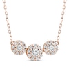 Thumbnail Image 1 of Memories, Moments, Magic Diamond Three-Stone Halo Necklace 1/3 ct tw 10K Rose Gold 18.5"