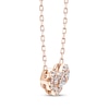 Thumbnail Image 2 of Memories, Moments, Magic Diamond Three-Stone Halo Necklace 1/3 ct tw 10K Rose Gold 18.5"