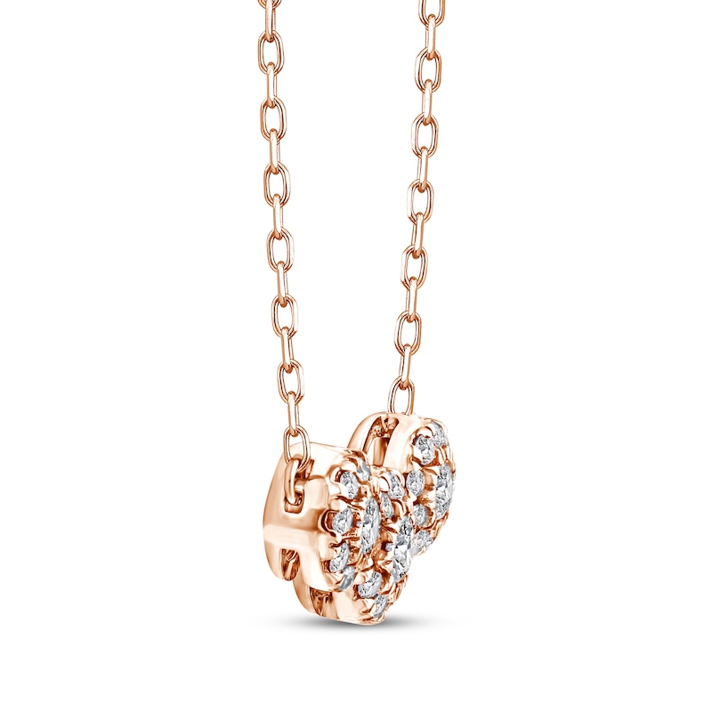 Main Image 2 of Memories, Moments, Magic Diamond Three-Stone Halo Necklace 1/3 ct tw 10K Rose Gold 18.5"
