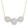 Thumbnail Image 1 of Memories, Moments, Magic Diamond Three-Stone Halo Necklace 1/3 ct tw 10K Yellow Gold 18.5&quot;