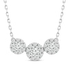 Thumbnail Image 1 of Memories, Moments, Magic Diamond Three-Stone Halo Necklace 1/2 ct tw 10K White Gold 18.75&quot;