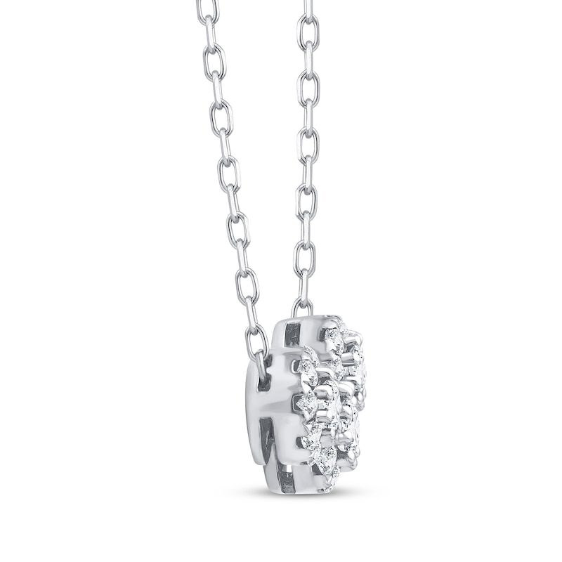 Main Image 2 of Memories, Moments, Magic Diamond Three-Stone Halo Necklace 1/2 ct tw 10K White Gold 18.75&quot;