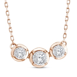 Memories Moments Magic Diamond Three-Stone Necklace 1/4 ct tw 10K Rose Gold 18.5"