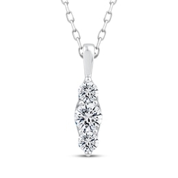 Memories Moments Magic Diamond Three-Stone Vertical Necklace 1/3 ct tw 10K White Gold 18"