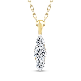 Memories Moments Magic Diamond Three-Stone Vertical Necklace 1/3 ct tw 10K Yellow Gold 18"