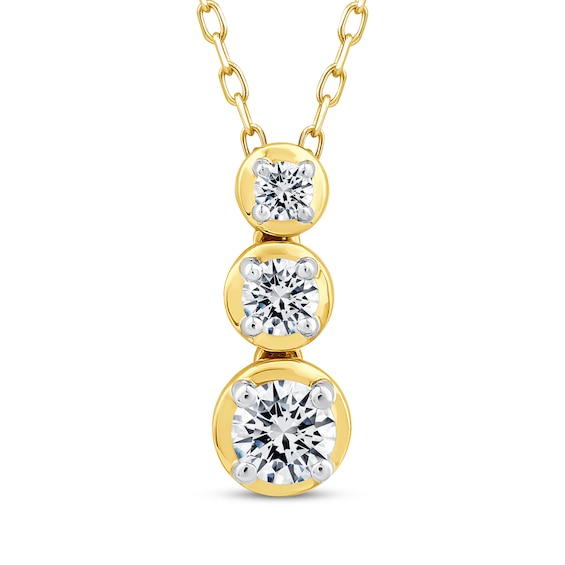 Memories Moments Magic Diamond Three-Stone Vertical Necklace 1/ ct tw 10K Yellow Gold 18