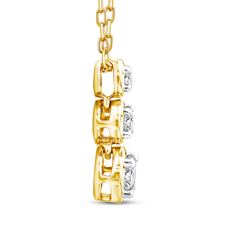 Main Image 2 of Memories Moments Magic Diamond Three-Stone Vertical Necklace 1/4 ct tw 10K Yellow Gold 18&quot;