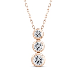 Memories Moments Magic Diamond Three-Stone Vertical Necklace 1 ct tw 10K Rose Gold 18"