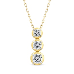 Memories Moments Magic Diamond Three-Stone Vertical Necklace 1 ct tw 10K Yellow Gold 18"