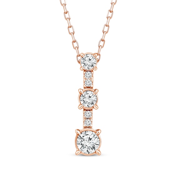 Memories Moments Magic Diamond Station Drop Necklace 1/3 ct tw 10K Rose Gold 18"