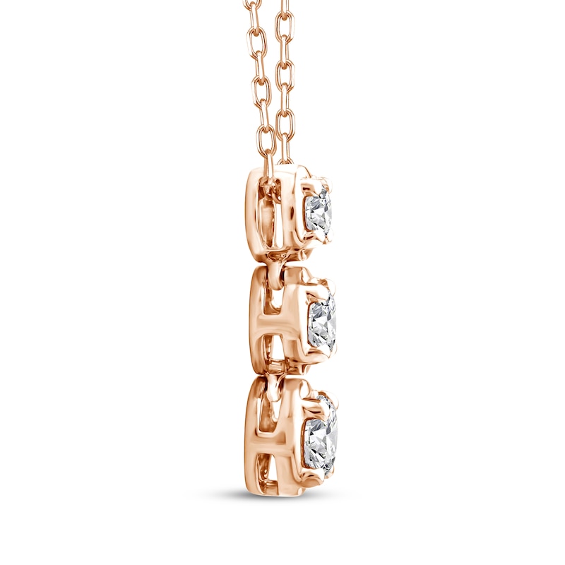 Main Image 2 of Memories Moments Magic Diamond Three-Stone Vertical Necklace 1/2 ct tw 10K Rose Gold 18&quot;