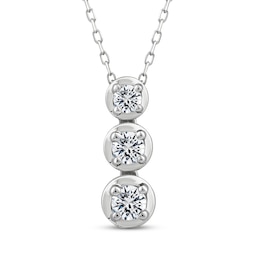 Memories Moments Magic Diamond Three-Stone Vertical Necklace 1/2 ct tw 10K White Gold 18"