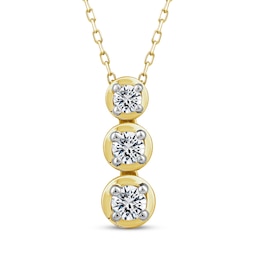 Memories Moments Magic Diamond Three-Stone Vertical Necklace 1/2 ct tw 10K Yellow Gold 18"