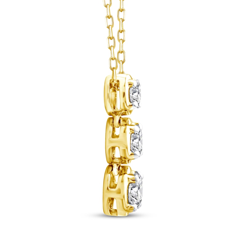 Main Image 2 of Memories Moments Magic Diamond Three-Stone Vertical Necklace 1/2 ct tw 10K Yellow Gold 18&quot;