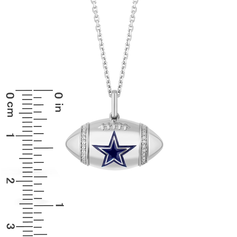 Main Image 2 of True Fans Dallas Cowboys Diamond Accent Football Necklace in Sterling Silver