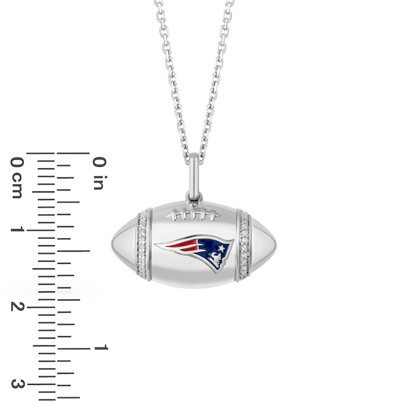 True Fans New England Patriots Diamond Accent Football Necklace in Sterling Silver