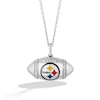 Thumbnail Image 1 of True Fans Pittsburgh Steelers Diamond Accent Football Necklace in Sterling Silver