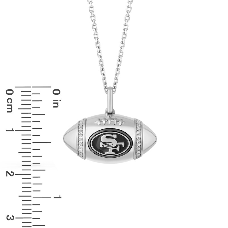 Main Image 2 of True Fans San Francisco 49ers Diamond Accent Football Necklace in Sterling Silver